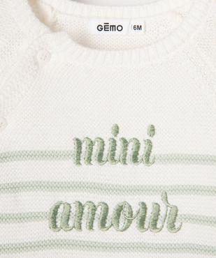 Pull brassière rayé avec message brodé bébé vue3 - GEMO(BB COUCHE) - GEMO