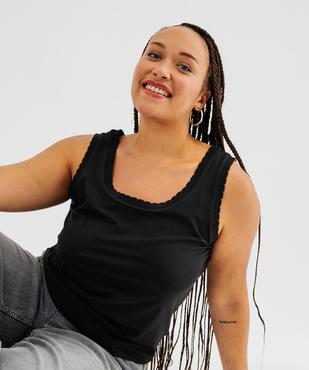 Débardeur en coton stretch uni avec finition festonnée femme grande taille vue1 - GEMO (G TAILLE) - GEMO