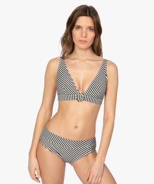 Bas de maillot de bain femme rayé forme shorty vue3 - GEMO (PLAGE) - GEMO
