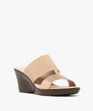 Mules femme compensées à bride élastique et bride fantaisie vue2 - GEMO(URBAIN) - GEMO