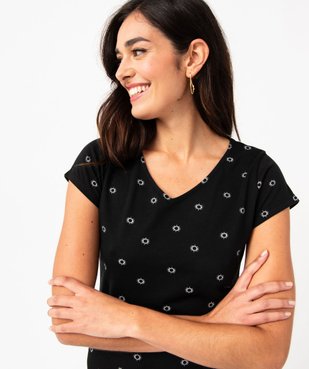 Chemise de nuit imprimée à manches courtes femme vue2 - GEMO 4G FEMME - GEMO