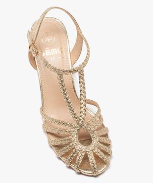 Sandales femme à talon carré avec bout semi-fermé et brides tressées unies vue5 - GEMO(URBAIN) - GEMO