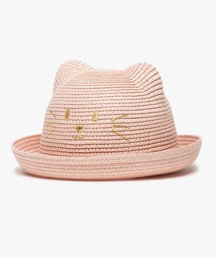 Chapeau bébé fille avec oreilles de chat en relief et broderie dorée vue1 - GEMO(BEBE DEBT) - GEMO