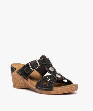 Mules femme confort compensées ornées de strass vue2 - GEMO (CONFORT) - GEMO