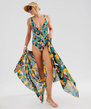 Maillot de bain une pièce fleuri avec mousses amovibles femme vue5 - GEMO (PLAGE) - GEMO