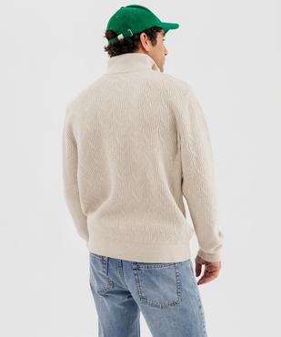 Pull en maille fantaisie avec col zippé homme vue5 - GEMO (HOMME) - GEMO