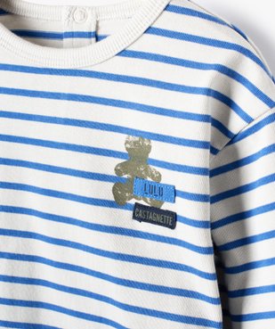 Tee-shirt bébé garçon rayé à manches longues vue2 - LULUCASTAGNETTE - GEMO