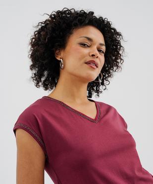 Tee-shirt à manches courtes avec finitions scintillantes femme vue2 - GEMO 4G FEMME - GEMO