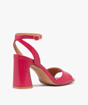 Sandales femme à talon flare vernies et à bride cheville croisée à l'arrière vue4 - GEMO(URBAIN) - GEMO