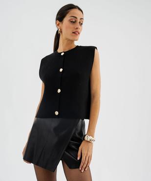 Gilet sans manches oversize avec boutons fantaisie femme  vue2 - GEMO(FEMME PAP) - GEMO