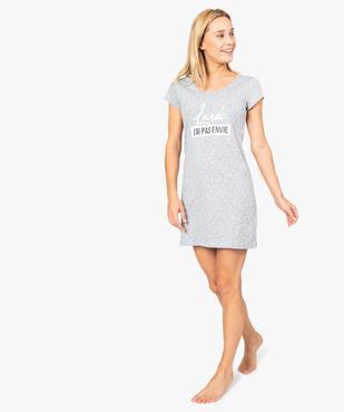 Chemise de nuit imprimée à manches courtes femme à pois vue5 - GEMO 4G FEMME - GEMO