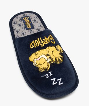 Chaussons homme mules en velours brodé – Garfield vue5 - GARFIELD - GEMO