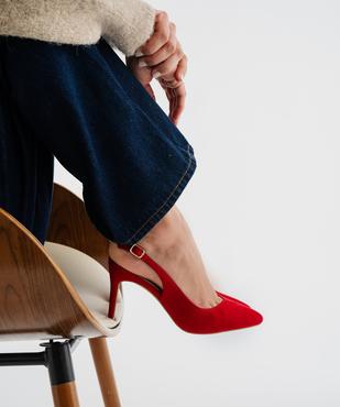 Escarpins slingbacks en suédine à talon aiguille et bout pointu femme - Valentina Baldano vue1 - VALENTINA BALDA - GEMO