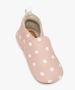 Chaussons bébé fille dessus en cuir imprimé pattes de chat vue5 - GEMO (ENFANT) - GEMO