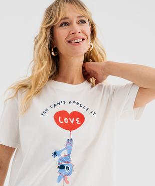 Tee-shirt manches courtes en jersey de coton imprimé femme - Stitch vue2 - LILO & STITCH - GEMO
