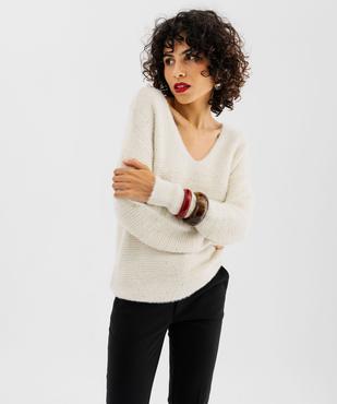 Pantalon en toile extensible coupe slim avec ceinture femme vue8 - GEMO(FEMME PAP) - GEMO
