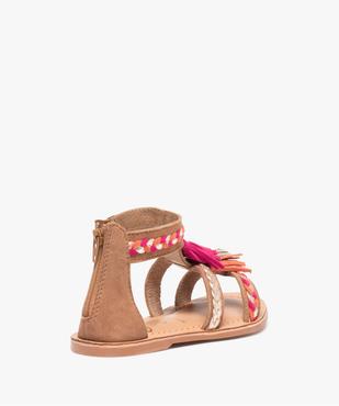 Sandales fille à tige montante en cuir et pompons colorés vue4 - GEMO (ENFANT) - GEMO