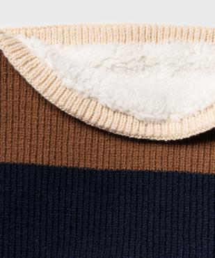 Tour de cou tricolore en maille doublé sherpa garçon vue2 - GEMO (ENFANT) - GEMO