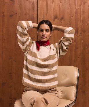 Pull rayé en côtes perlées esprit marinière femme - LuluCastagnette vue5 - LULU CASTAGNETTE GEMO FOR GOOD - GEMO