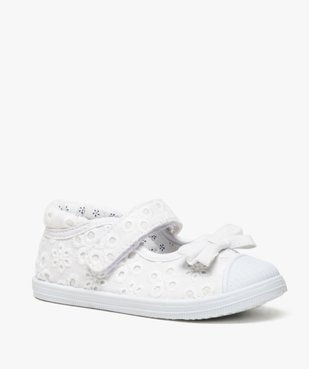 Tennis bébé fille en toile façon babies à scratch vue2 - GEMO(BEBE DEBT) - GEMO