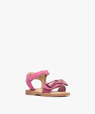 Sandales en cuir à scratch et gros nœud bébé fille - Na! vue2 - NA! GEMO FOR GOOD - GEMO