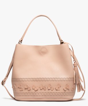 Sac femme forme seau avec perforations et motifs vernis vue1 - GEMO (ACCESS) - GEMO