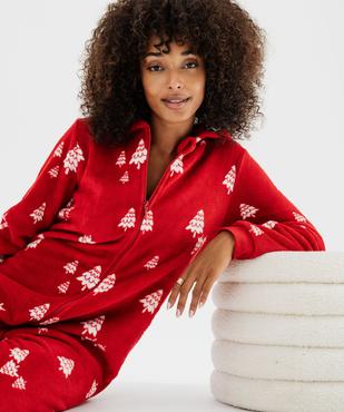 Combinaison pyjama en maille douillette motifs sapins femme vue1 - GEMO(HOMWR FEM) - GEMO