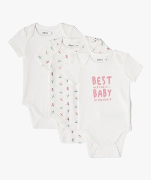 Body bébé à manches courtes et col US à motif (lot de 3) vue1 - GEMO 4G BEBE - GEMO