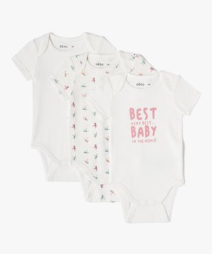 Body bébé à manches courtes et col US à motif (lot de 3) vue1 - GEMO 4G BEBE - GEMO
