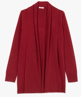 Gilet femme porté ouvert avec col châle côtelé vue4 - GEMO (MAILLE) - GEMO