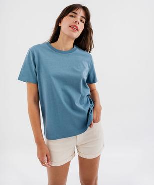 Tee-shirt manches courtes et col rond uni en coton résistant femme vue2 - GEMO(FEMME PAP) - GEMO