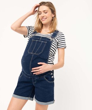 Salopette de maternité en toile denim coupe courte vue6 - GEMO (MATER) - GEMO