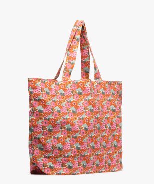 Totebag forme cabas en coton fleuri grandes dimensions femme vue2 - GEMO (ACCESS) - GEMO