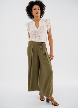 Pantalon large et fluide à taille élastiquée et liens à nouer femme vue4 - GEMO 4G FEMME - GEMO