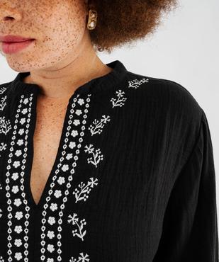 Blouse manches longues en gaze de coton brodé femme grande taille vue2 - GEMO (G TAILLE) - GEMO