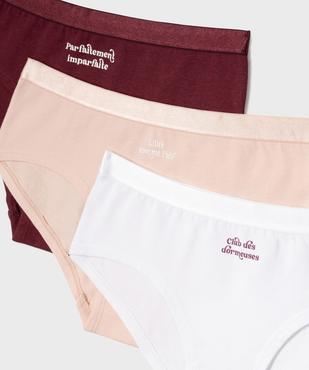 Shorties en coton biologique avec inscriptions fille (lot de 3) vue2 - GEMO 4G FILLE - GEMO