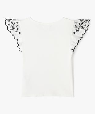 Tee-shirt manches courtes en volant brodé fille vue3 - GEMO (ENFANT) - GEMO