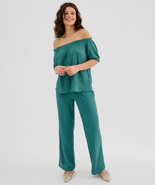 Tee-shirt manches courtes bouffantes à grand décolleté volanté femme vue4 - GEMO(FEMME PAP) - GEMO