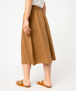 Jupe midi à boutons en lin femme vue3 - GEMO 4G FEMME - GEMO