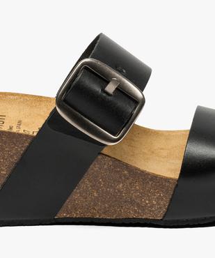 Mules femme à et talon compensé et larges brides en cuir vue6 - GEMO(URBAIN) - GEMO