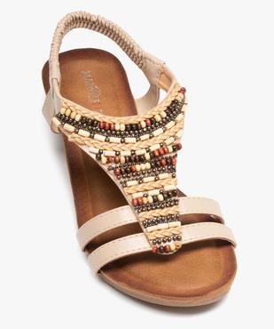 Sandales femme à petit talon compensé dessus en perles vue5 - SANS MARQUE - GEMO
