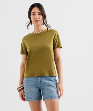 Tee-shirt manches courtes à col fantaisie femme vue2 - GEMO(FEMME PAP) - GEMO