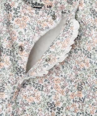 Pyjama en velours fleuri à ouverture devant bébé vue2 - GEMO 4G BEBE - GEMO