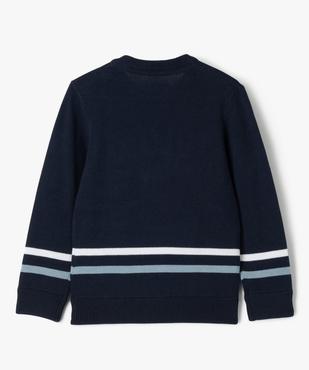 Pull en coton avec inscription et rayures garçon - LuluCastagnette vue3 - LULUCASTAGNETTE - GEMO