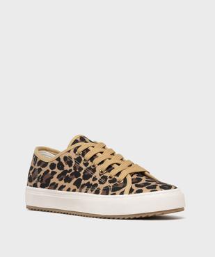 Tennis en toile à motif léopard femme - Follow Me vue2 - FOLLOW ME - GEMO