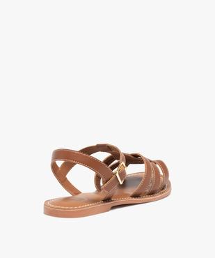 Sandales femme à talon plat dessus cuir uni – Tanéo vue4 - TANEO - GEMO