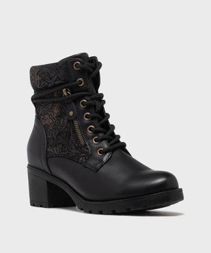 Bottines à lacets avec empiècement à motifs femme - Emilia Rosa vue2 - EMILIA ROSA - GEMO