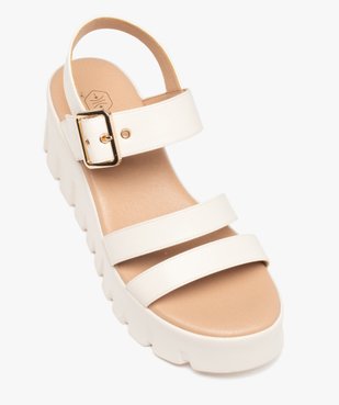 Sandales femme compensées à larges brides unies vue5 - GEMO(URBAIN) - GEMO