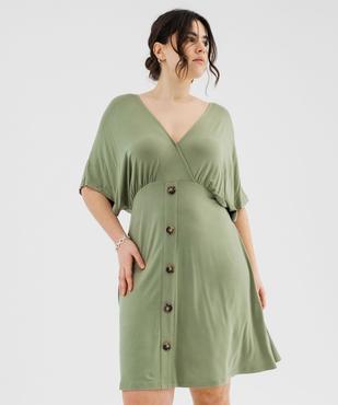 Robe en maille fluide et extensible col cache-cœur femme grande taille vue1 - GEMO 4G GT - GEMO