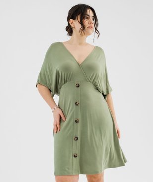 Robe en maille fluide et extensible col cache-cœur femme grande taille vue1 - GEMO 4G GT - GEMO